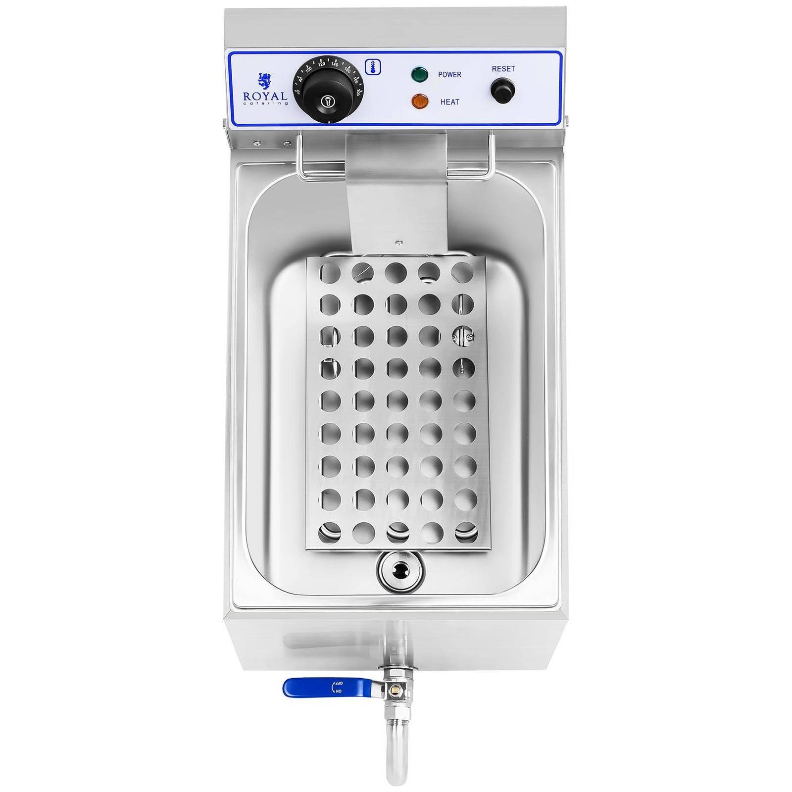 Royal Catering Fritteuse RCEF 15E, 3000 W, 17 L Edelstahl Ablasshahn Fritöse Profi