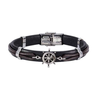 NOX Armband »Leder schwarz braun Edelstahl«, Lederband