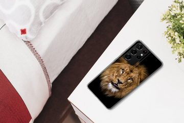 MuchoWow Handyhülle Löwe - Porträt - Schwarz - Tiere, Phone Case, Handyhülle Samsung Galaxy S21 Ultra, Silikon, Schutzhülle