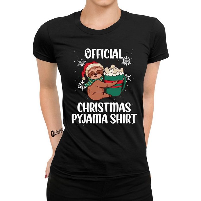 Quattro Formatee Kurzarmshirt Official Christmas Pyjama Shirt Sloth Damen T-Shir (1-tlg)