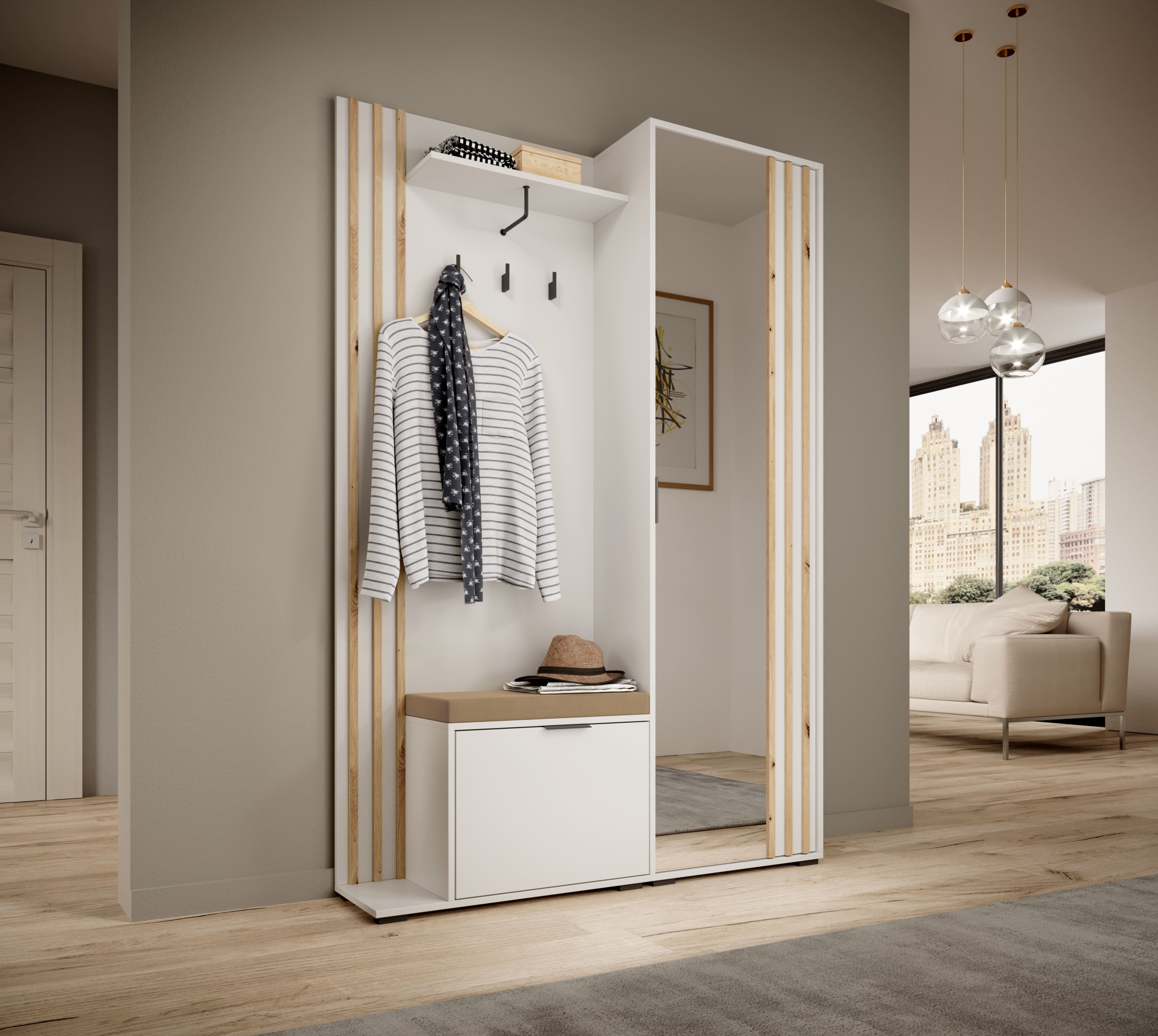 MOEBLO Kompaktgarderobe JOHN (Dielenschrank Wandschrank Regal günstig online kaufen
