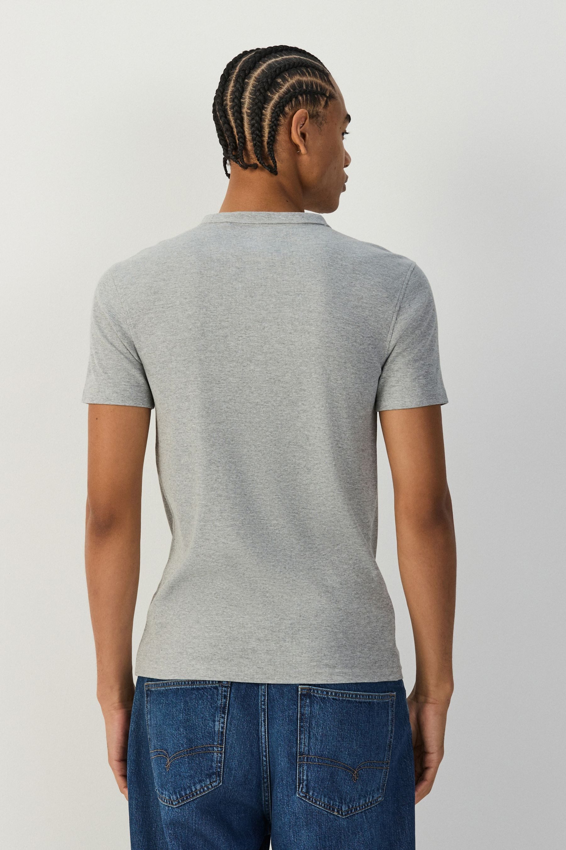 Next T-Shirt Geripptes Slim Fit T-Shirt mit kurzen Ärmeln (1-tlg)
