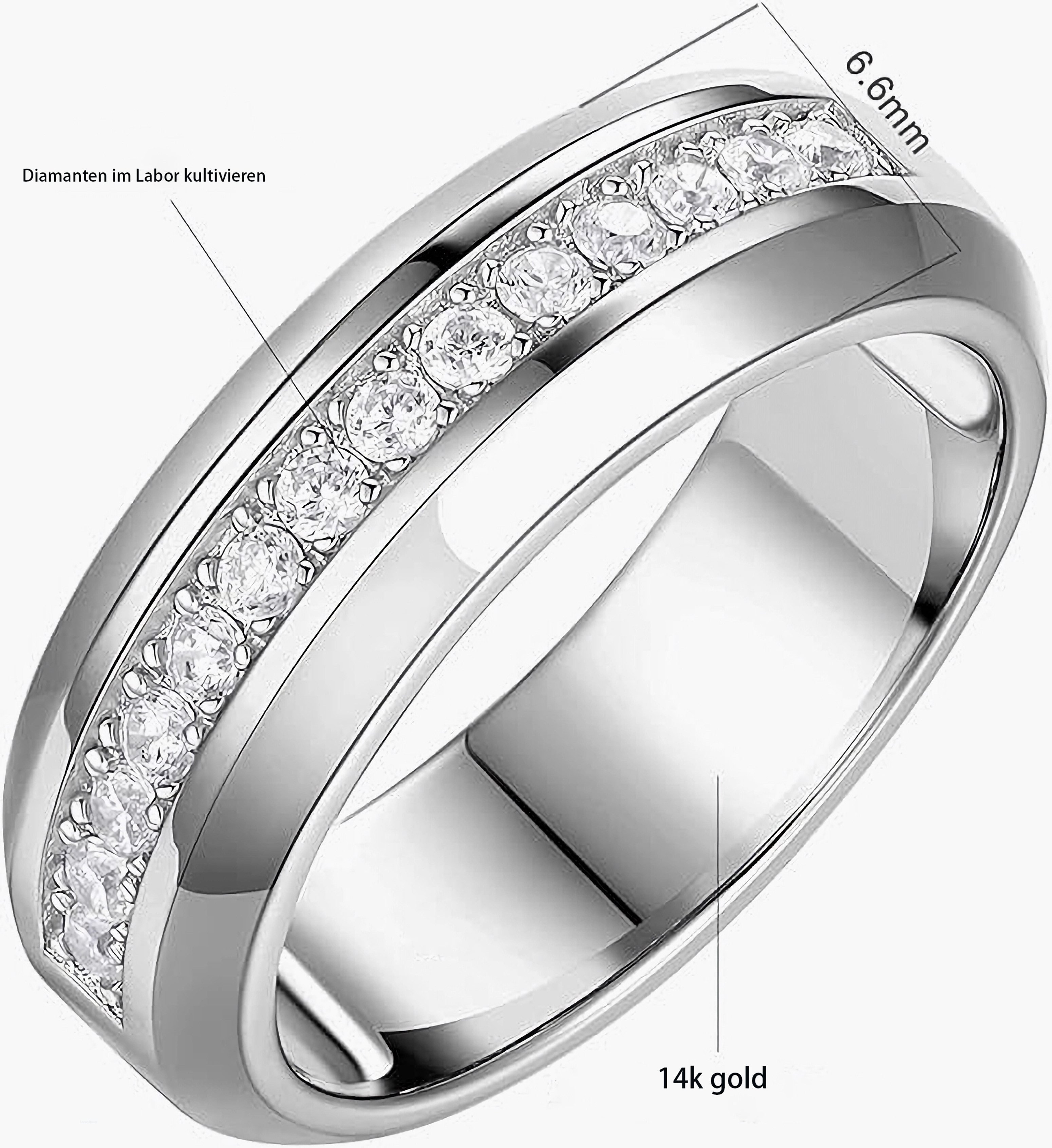 Jumpeak Trauring 585er Gold-Ehering für Herren, besetzt mit Diamanten im Rundschliff, Einfach und hochwertig, geeignet für Hochzeit, Jahrestag Geschenke