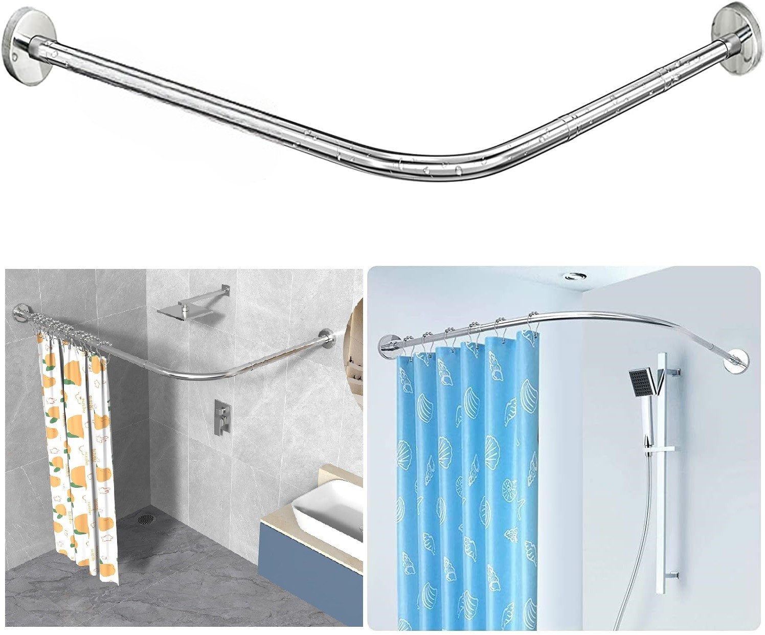 Coradoma Duschvorhangstange U / L Form günstig online kaufen