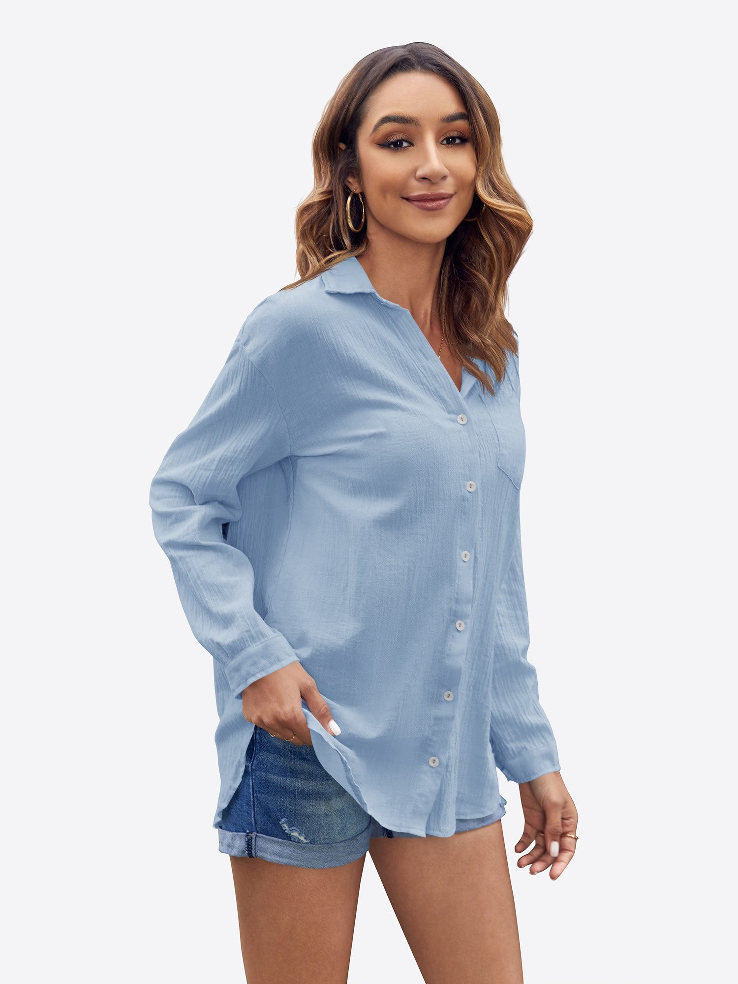 Imily Bela Blusenshirt Damen Baumwollgaze Oberteile (Packung, 1-tlg., 1per-Pack) aus Baumwolle