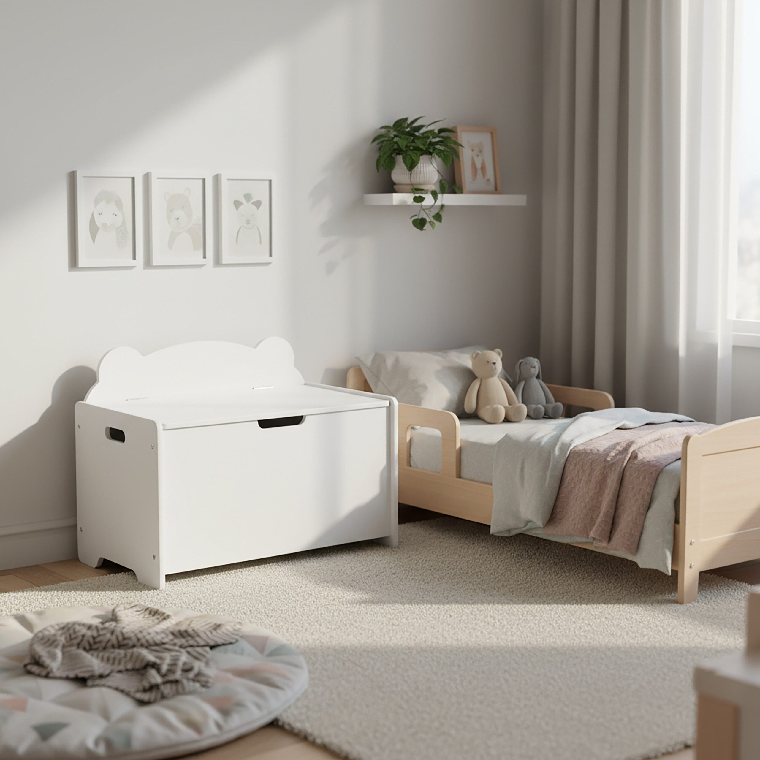 relaxdays Spielzeugtruhe mit Deckel Bären-Design – Bild 5 von 5