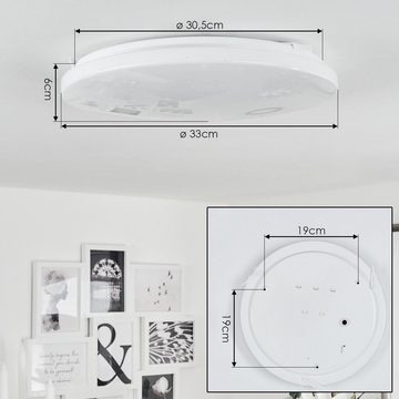 hofstein Deckenleuchte »Rapone« moderne Deckenlampe aus Metall/Kunststoff in Weiß, 3000 Kelvin, runde Schlafzimmerleuchte mit Sternenhimmel-Effekt, 1600 Lumen