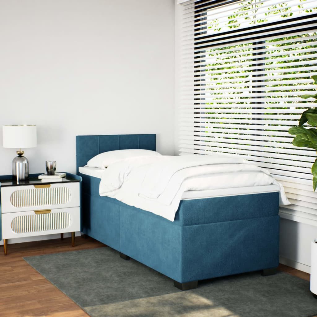 vidaXL Bett Boxspringbett mit Matratze Dunkelblau günstig online kaufen