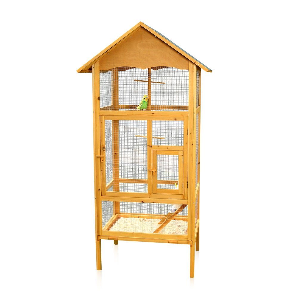 Feel2Home Vogelhaus Vogelvoliere Holz Voliere Vogelkäfig Vogelhaus Vogel Käfig Papagei, Imprägniert und verzinkt