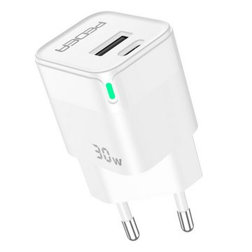 PEDEA Dual Mini Reiselader 30W USB-C (PD) USB-Ladegerät (6 7 A02 A14 A54 S21 S22 S23 + Ultra iPhone 11 12 13 14 15 Pro Max Plus, Dual Ladegerät Netzteil USB-A USB-C Samsung Galaxy Apple Google Pixel)