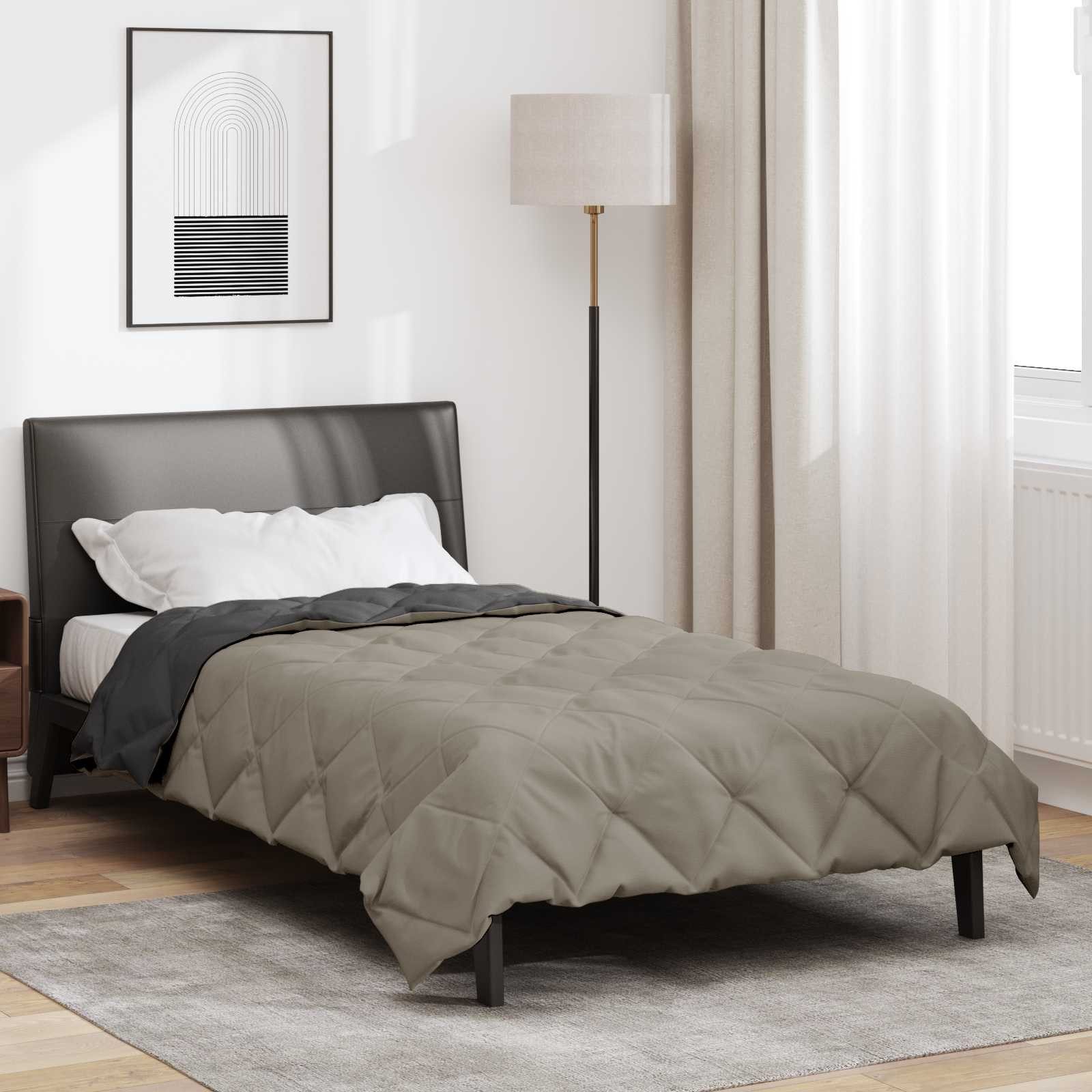 vidaXL Bett Ganzjahresbettdecke Hellgrau und Anthrazit 135 x 200 cm (1-tlg) – Bild 4 von 5
