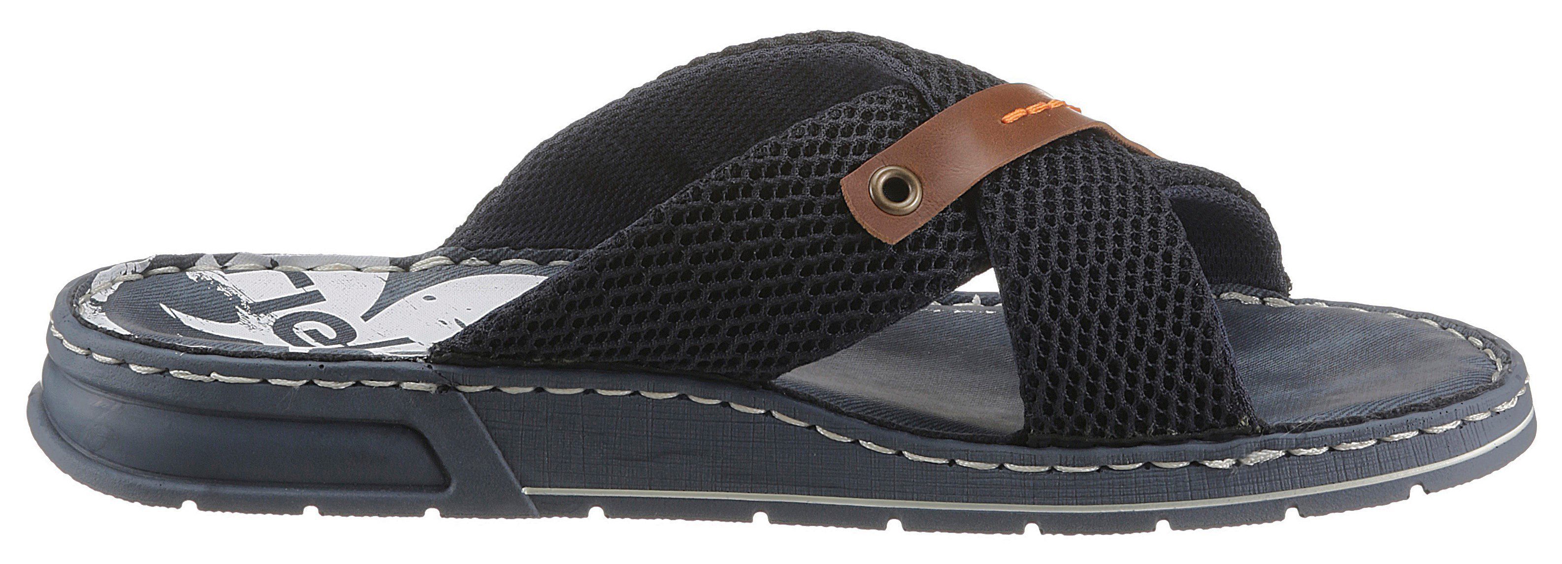 Rieker Pantolette, Sommerschuh, Schlappen, Poolslides, mit Kontrastdetails