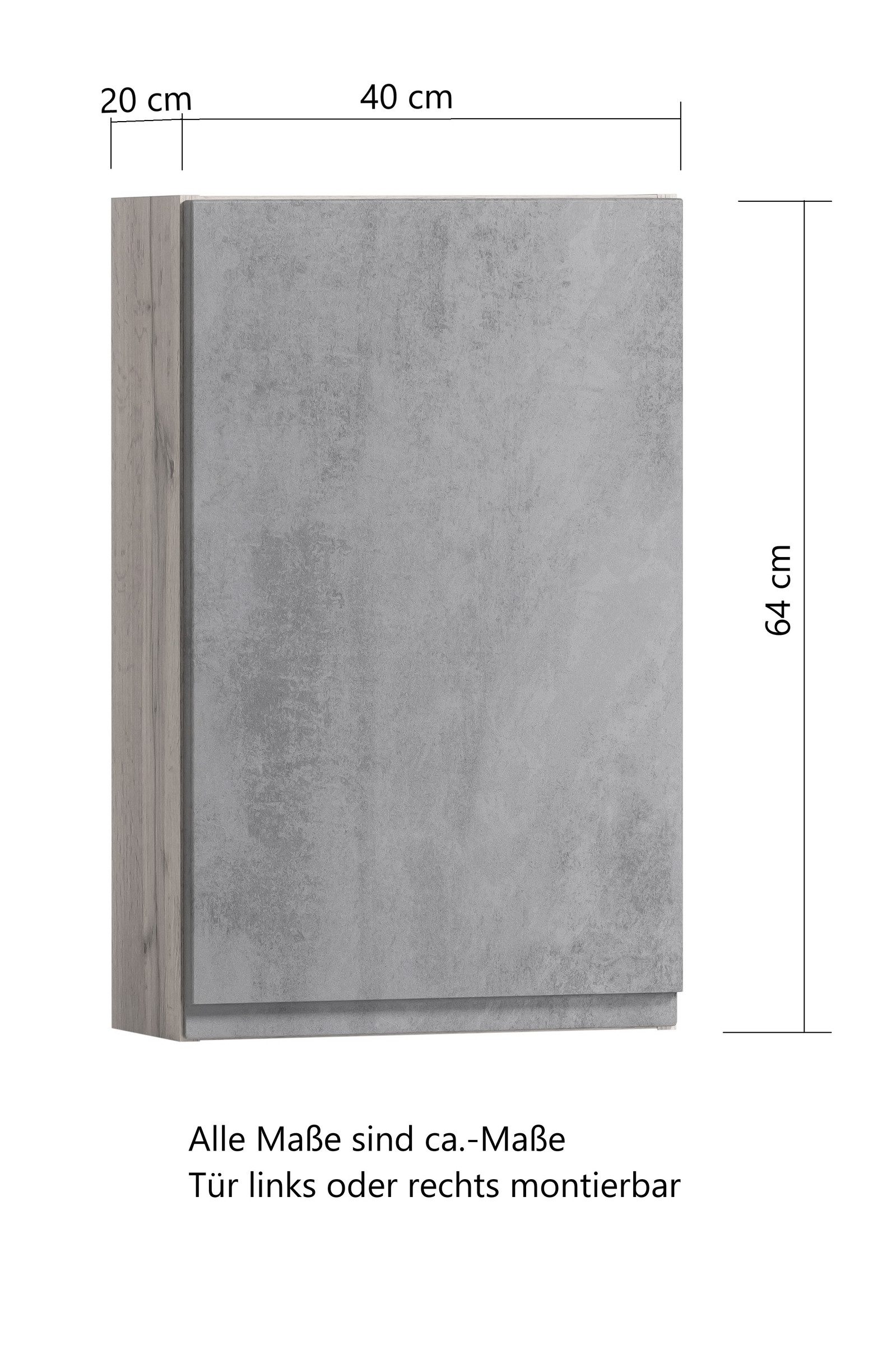 HELD MÖBEL Hängeschrank in weiß, Wotaneiche, MDF - 40x64x20cm (BxHxT)