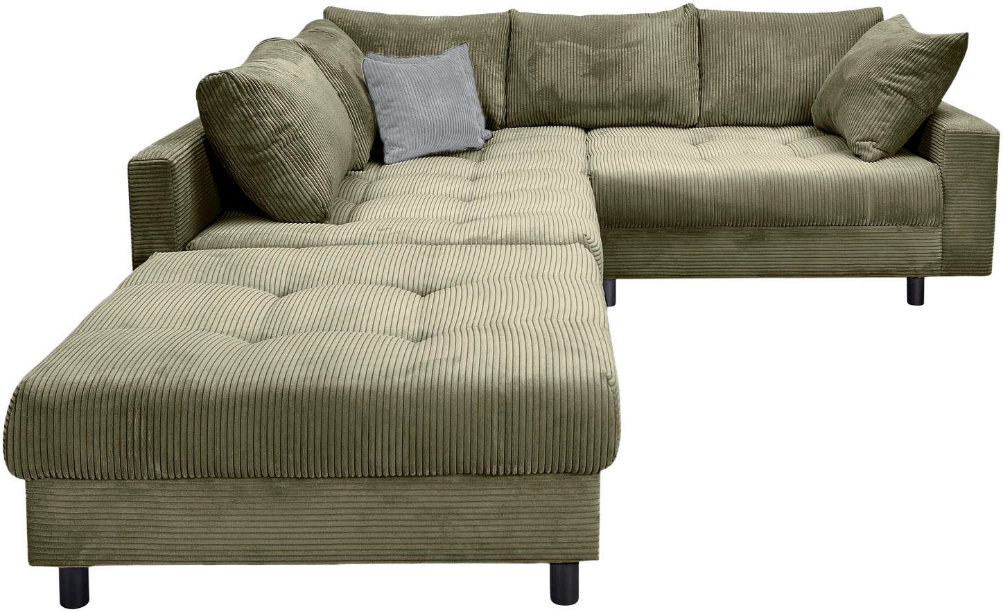 COLLECTION AB Ecksofa Toni L-Form, B: 215 cm, mit Hocker & 2 Zierkissen, Fe günstig online kaufen