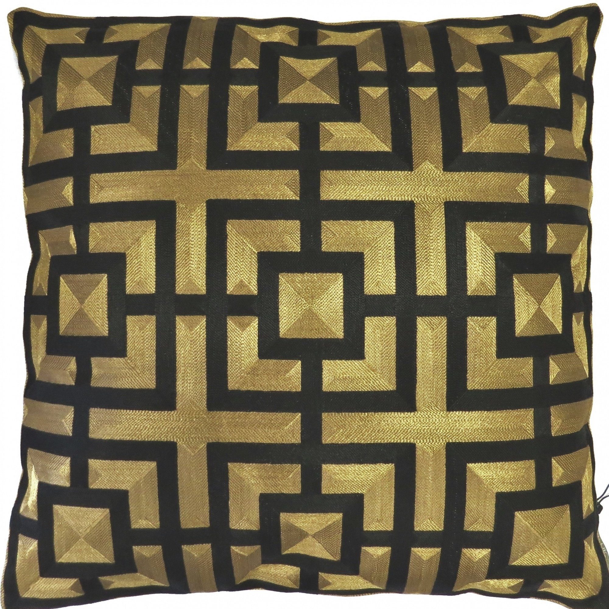 Zierkissen Kissen Deko Zier Gold Schwarz Geometrisch Muster 50 x 50 cm Colmore Luxus