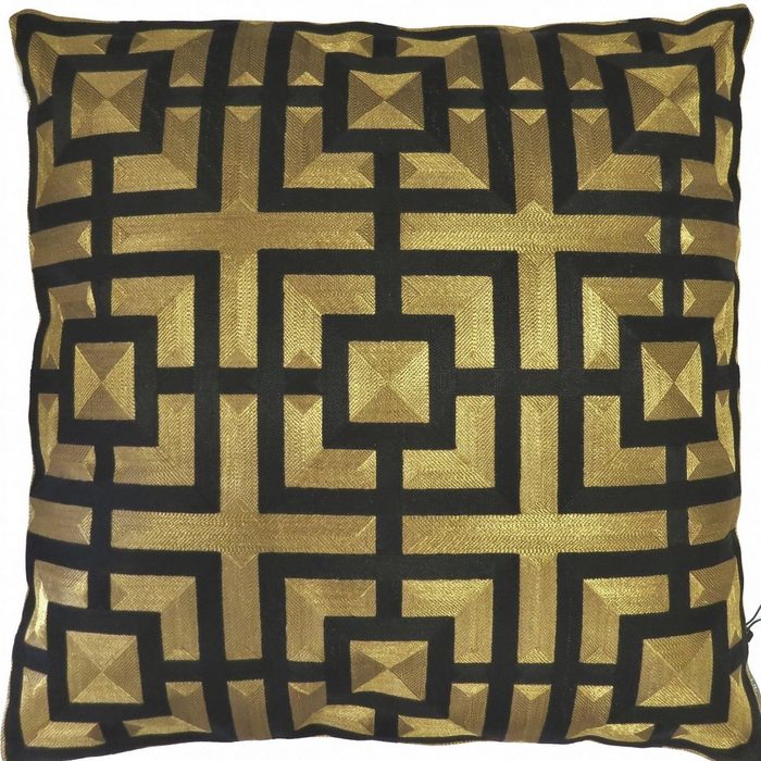 colmore Zierkissen Kissen Deko Zier Gold Schwarz Geometrisch Muster 50 x 50 cm Colmore Luxus