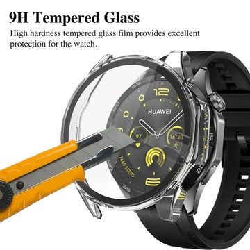 Wigento Smartwatch-Hülle Für Huawei Watch GT 4 46mm Gehäuse integriertem Hart Glas Transparent