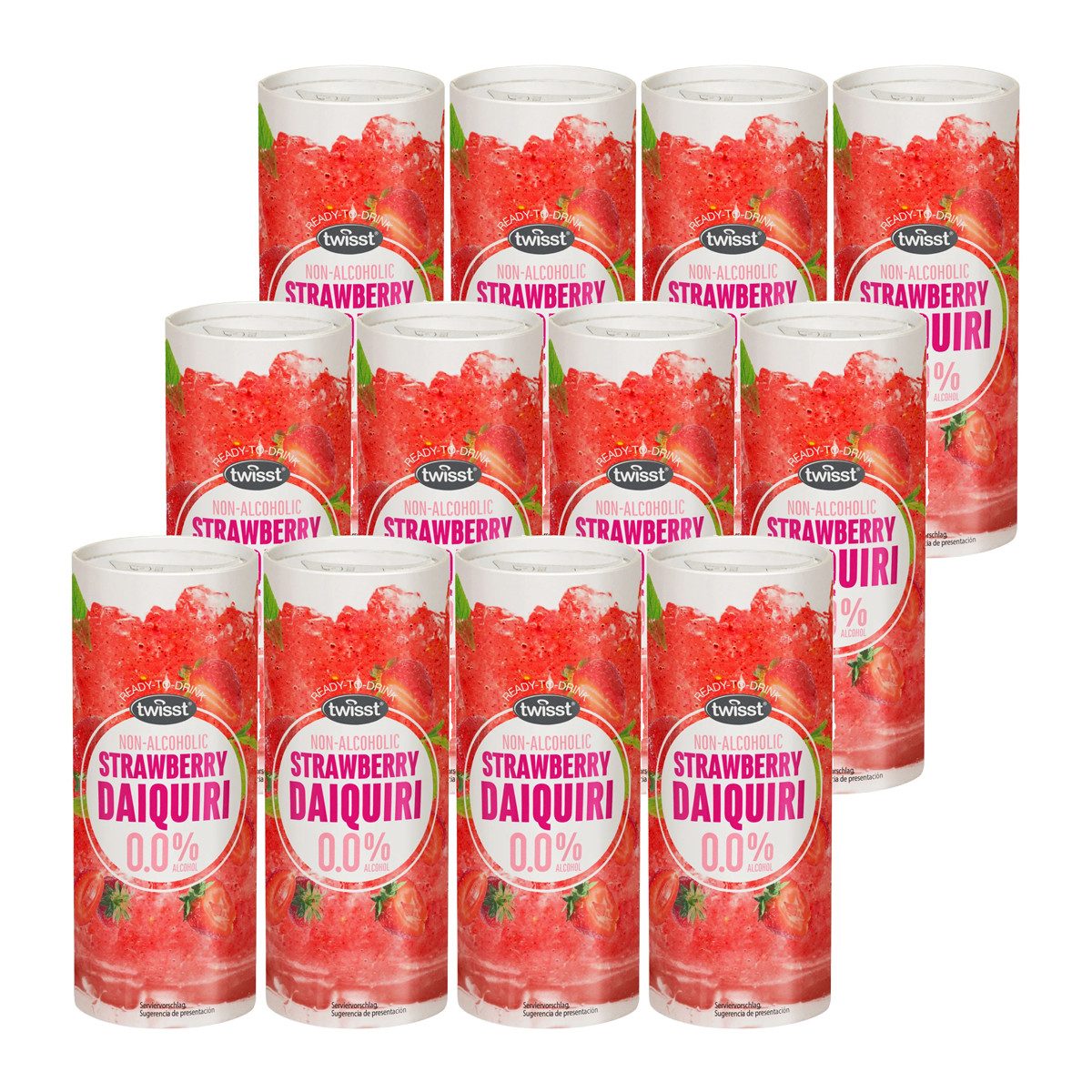 twisst Mixgetränk, Twisst Erdbeer Daiquiri spritzig süß ohne Alkohol 240ml 12er Pack