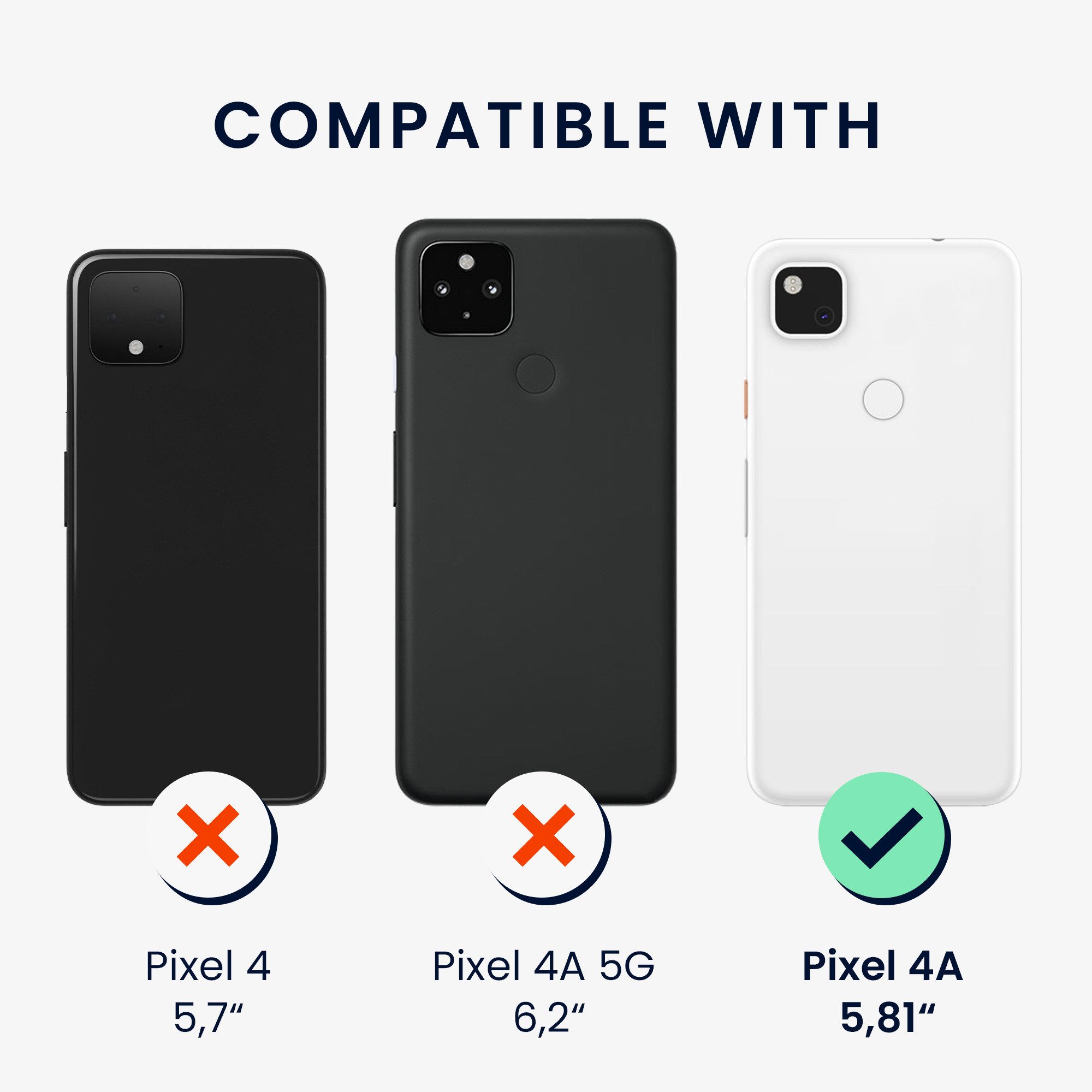 kwmobile Handyhülle Hülle klappbar für Google Pixel 4a Handyhülle, Kunstleder Flip Case mit Schlaufe und Standfunktion - Cover