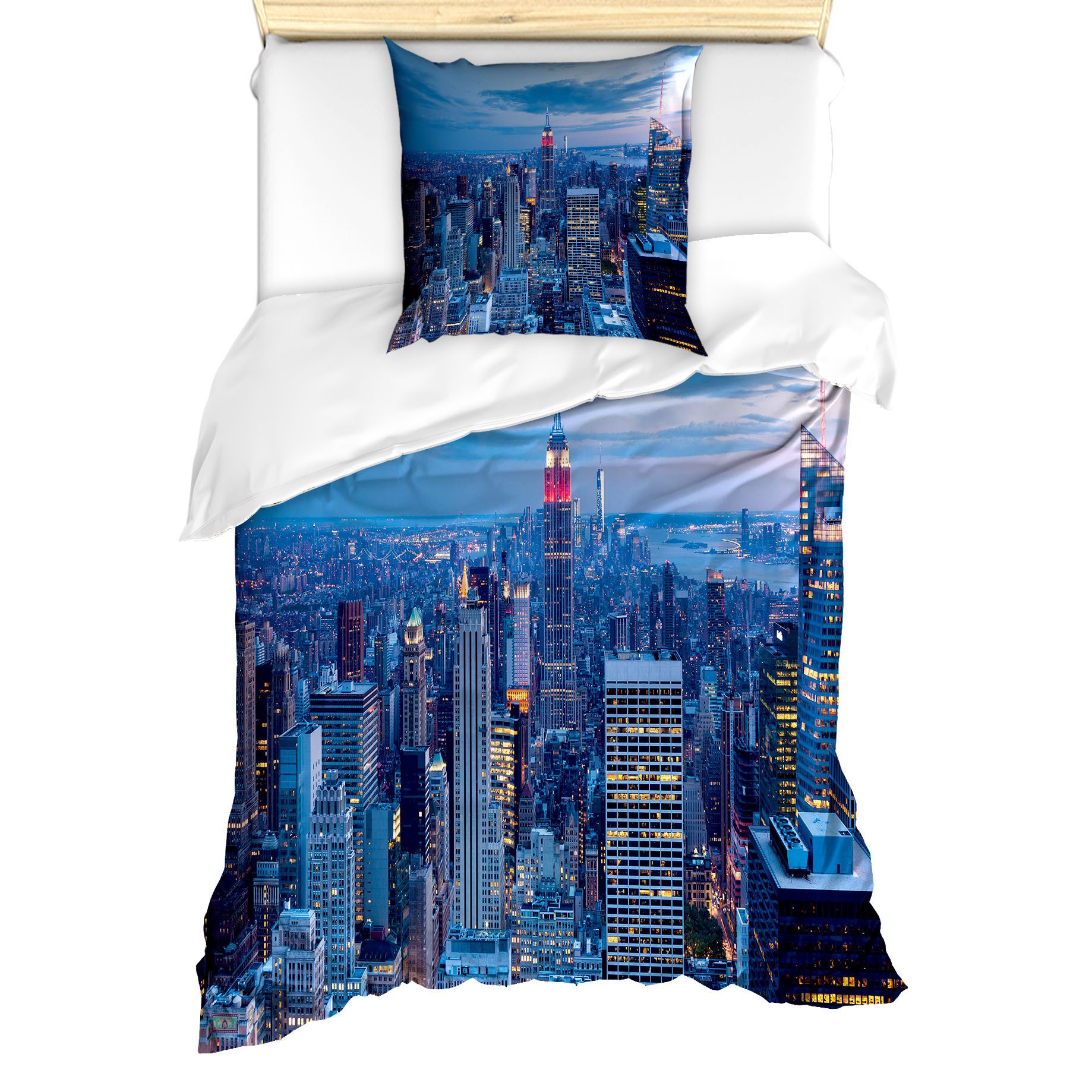 Abakuhaus Bettwäsche Milbensicher Allergiker geeignet mit Kissenbezug, Microfaser, Landschaft Sonnenuntergang in NYC Foto