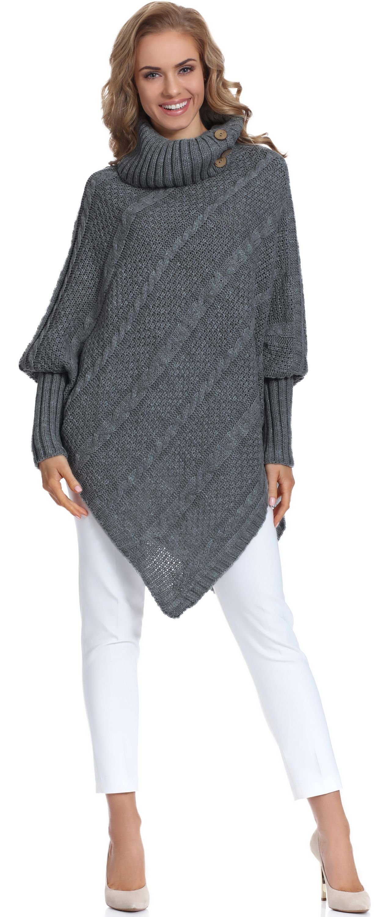 Merry Style Strickponcho Damen Poncho C46l4 Graphite