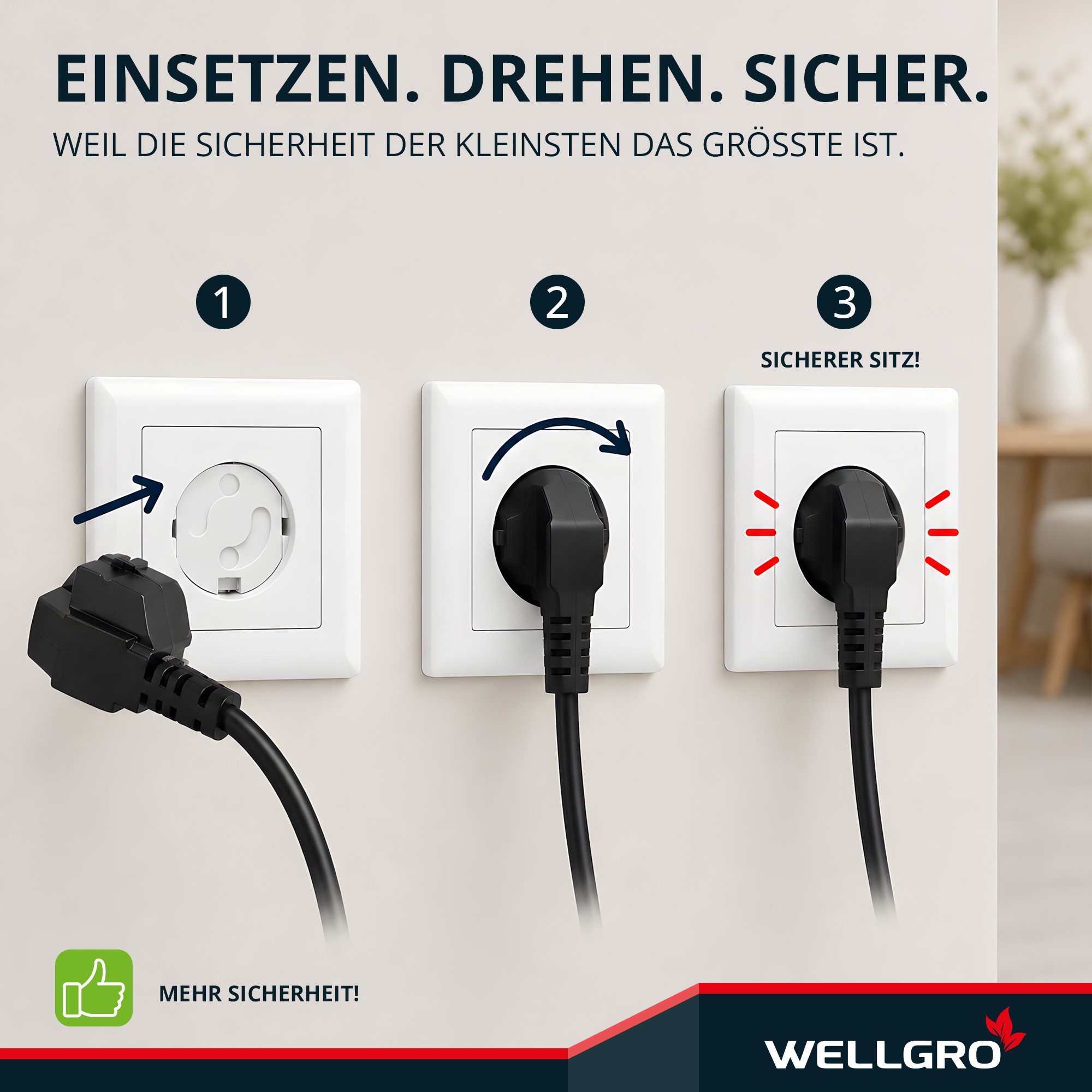 Wellgro Kindersicherung Steckdosen Schutz - mit Drehmechanik – Bild 3 von 5
