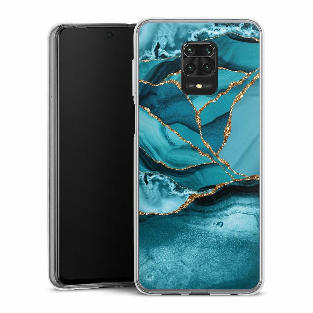 DeinDesign Handyhülle Edelstein Glitzer Look Marmor Eisblaue Marmor  Landschaft, Xiaomi Redmi Note 9 Pro Silikon Hülle Bumper Case Handy  Schutzhülle