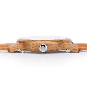 neat Quarzuhr Premium Holzuhr aus Naturholz – Slim Ø 43mm – Herrenuhr, (Quarz-Holzarmbanduhr, aus echtem Holz), Handgefertigt in EU