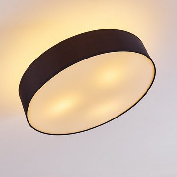 hofstein Deckenleuchte »Mels« runde Deckenlampe mit Lampenschirm aus Stoff in Schwarz/Weiß, ohne Leuchtmittel, Ø60cm, LED-fähig, 3xE27, 40 Watt, Retro-Design