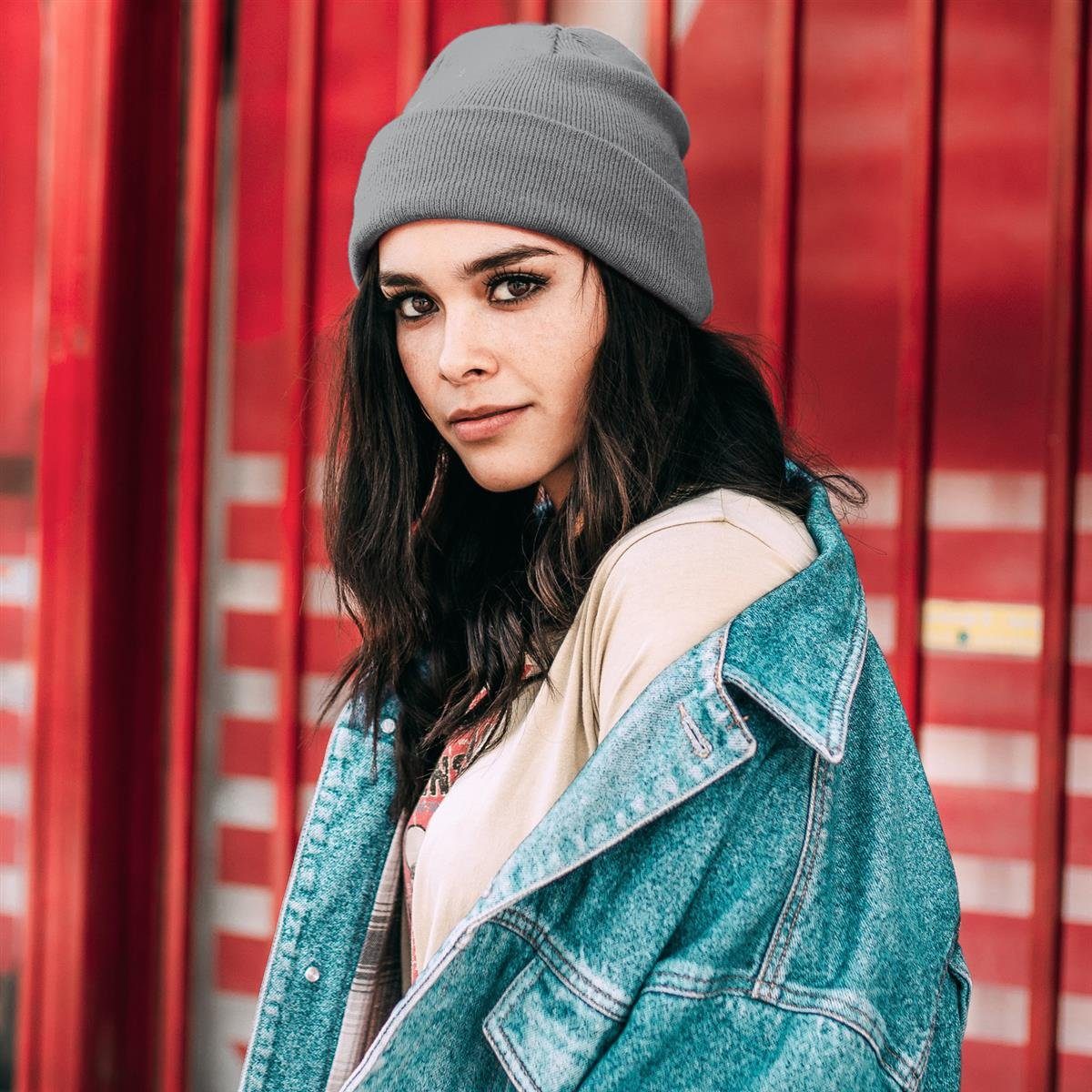 DonDon Beanie Mütze Beanie (Packung, 1-St) Wintermütze, klassisches Design, mit Krempe