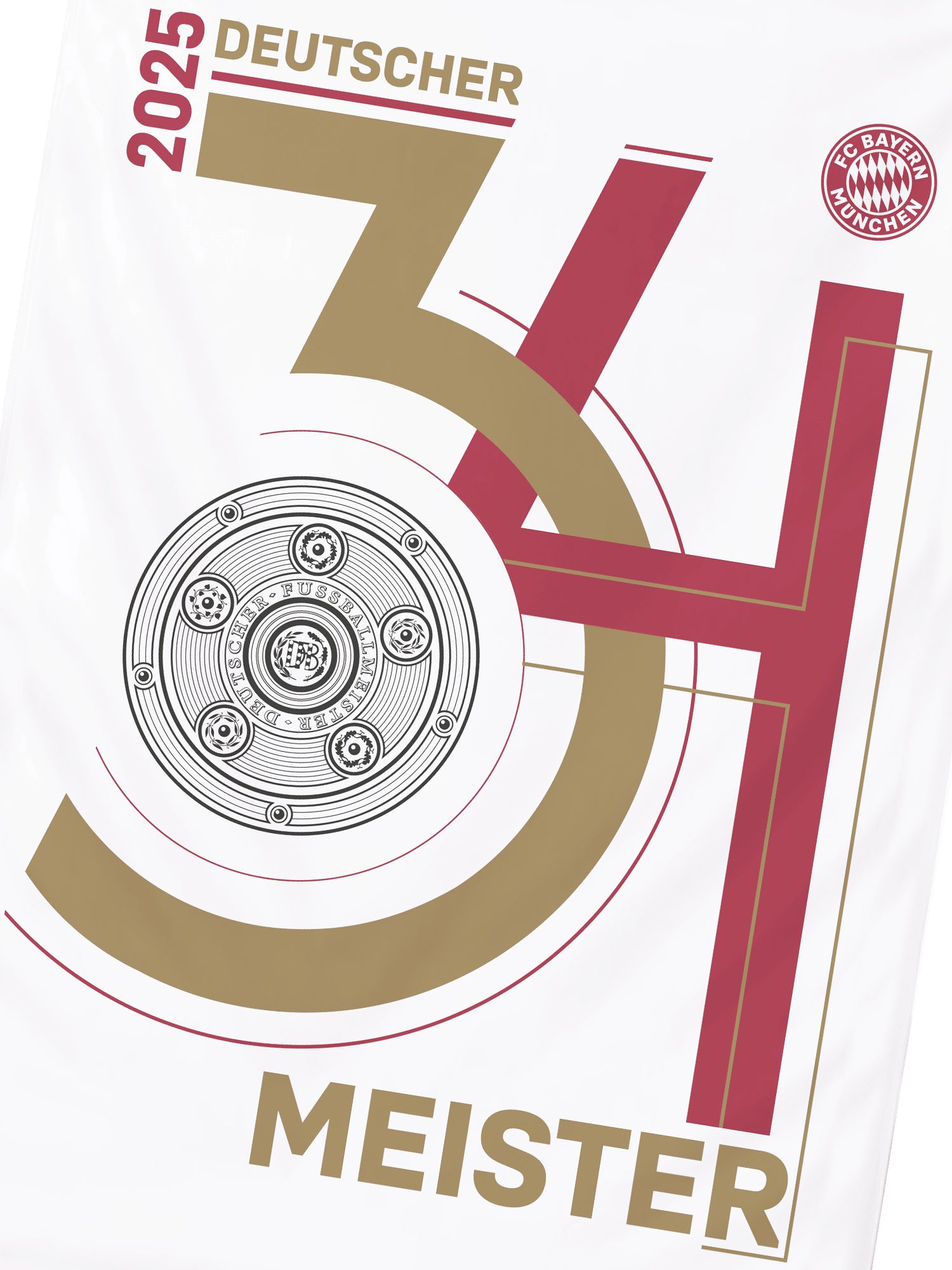 FC Bayern München Fahne FC Bayern München I Hissfahne Deutscher Meister 2025 I Weiß