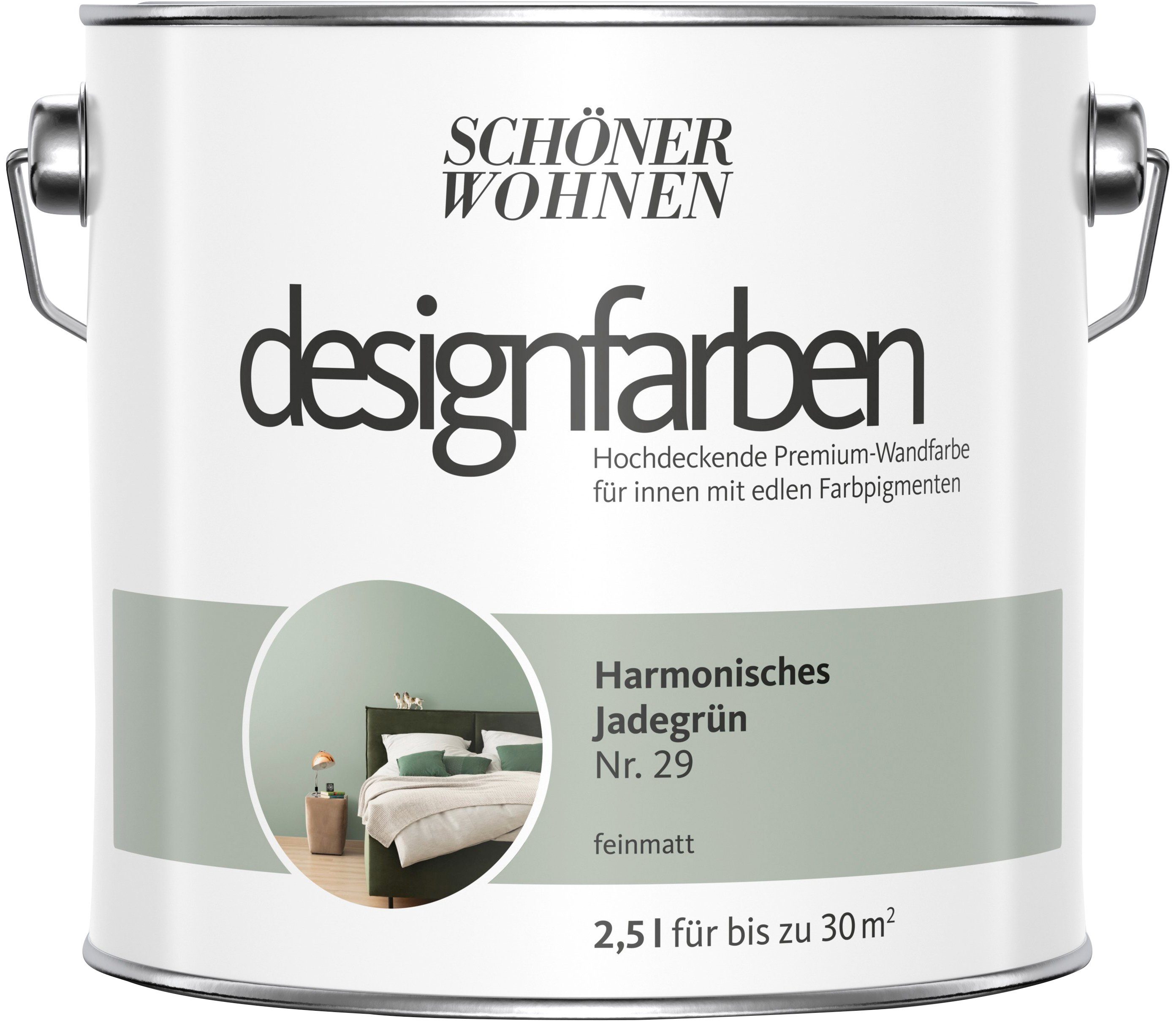 SCHÖNER WOHNEN FARBE Wand- und Deckenfarbe designfarben, hochdeckende Premium-Wandfarbe, Farbwelt Grün