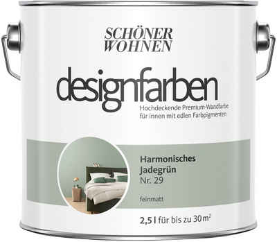 SCHÖNER WOHNEN-Kollektion Wand- und Deckenfarbe »Designfarben«, 2,5 Liter, Harmonisches Jadegrün Nr. 29, hochdeckende Premium-Wandfarbe