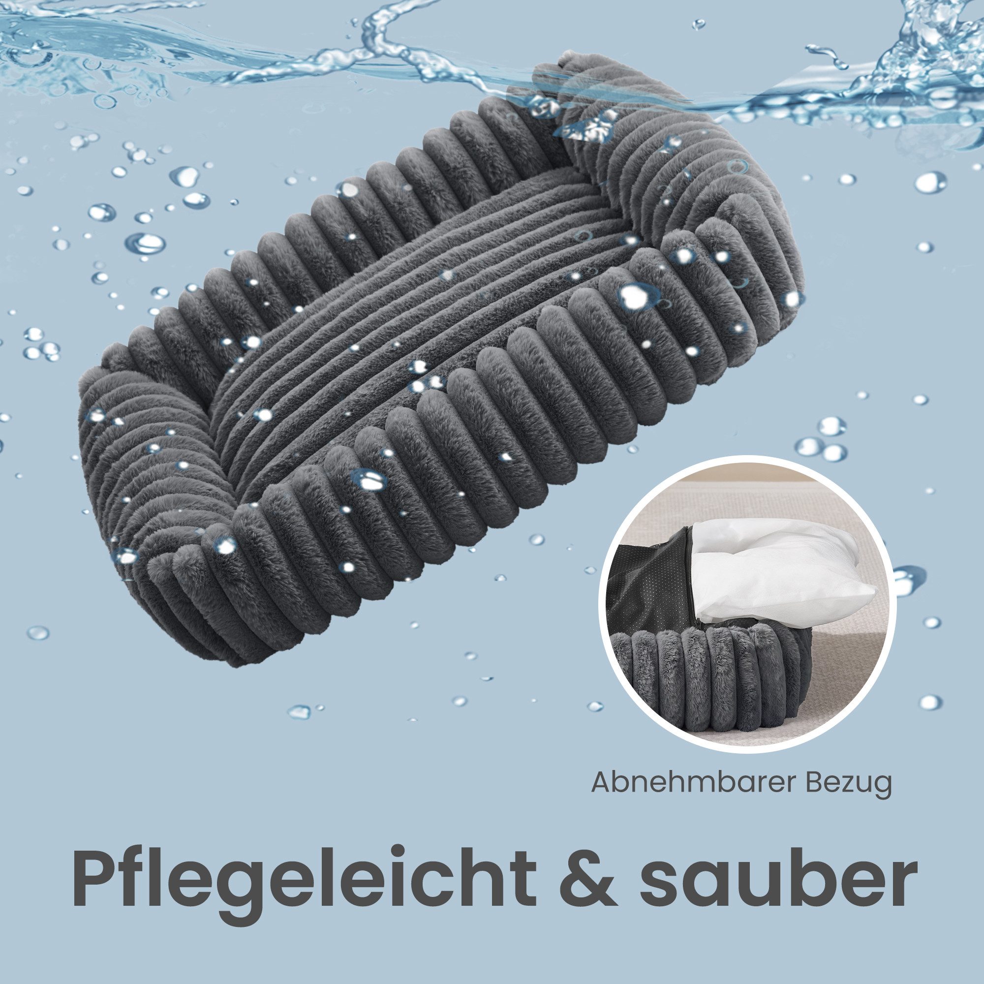 FEANDREA Hundebett orthopädisches Hundekörbchen, flauschige Hundematte, mittelgroßes, waschbar, weiche Polsterung, 71 x 55 x 18 cm – Bild 5 von 5