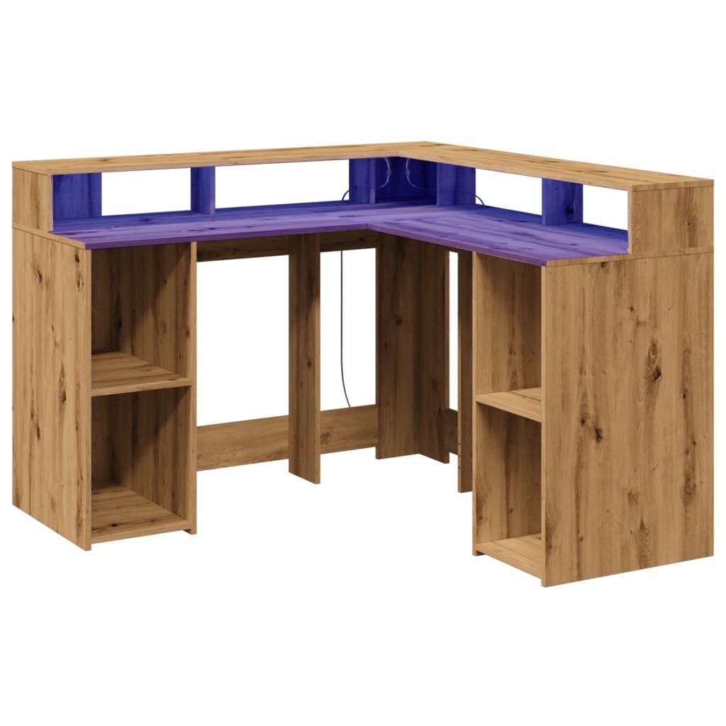 vidaXL Schreibtisch LED-Schreibtisch Artisan-Eiche 130x130x91 Holzwerkstoff günstig online kaufen