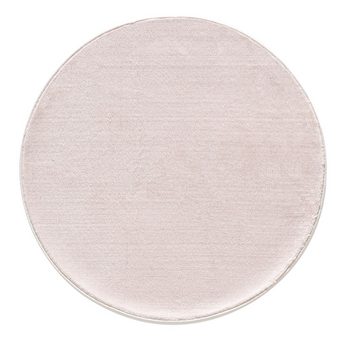 Teppich Unicolor - Einfarbig, Teppium, Rund, Höhe: 25 mm, Teppich Wohnzimmer Einfarbig Beige Kunstfell Plüsch Shaggy Waschbar