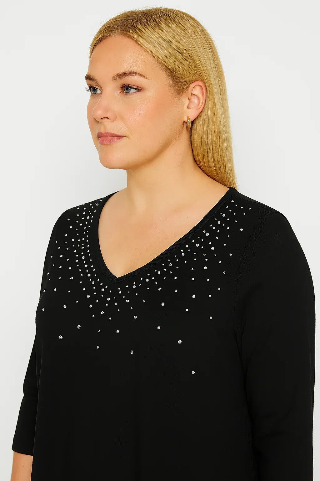 Shape of You Blusentop Bluse mit Sternenstickerei