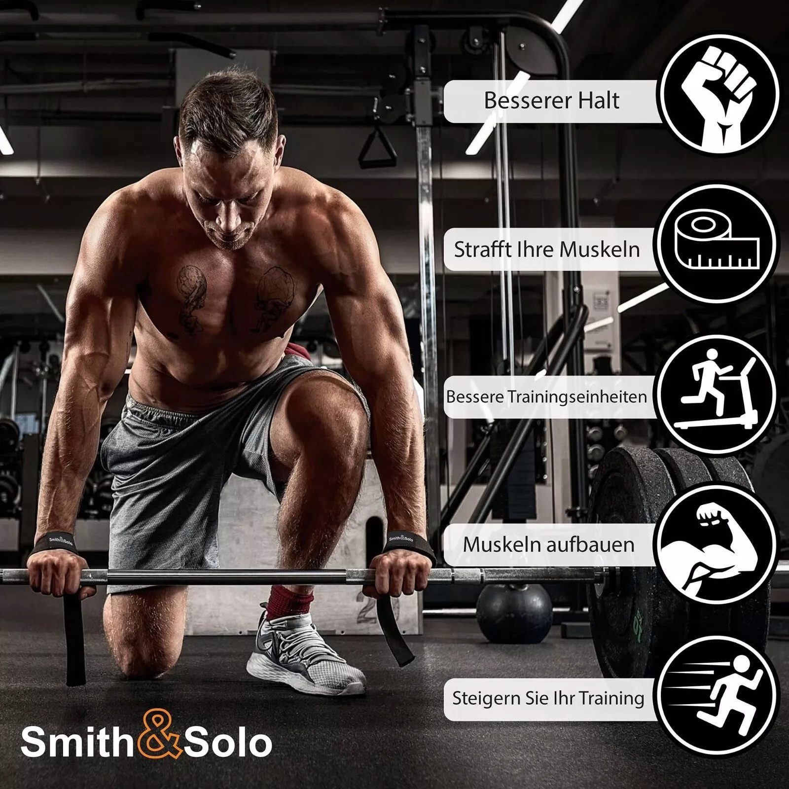 S&S Zughilfe für Krafttraining Fitness Straps Griffhilfe Lifting Bodybuilding (2-tlg)