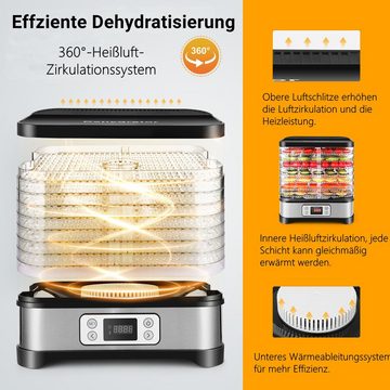 LUCKZON Dörrautomat Dehydrator mit Zeitanzeige, Timer und Temperaturregelung(35-70), 400,00 W, 8 Etagen, 400 Watt, 35-70° Temperatur