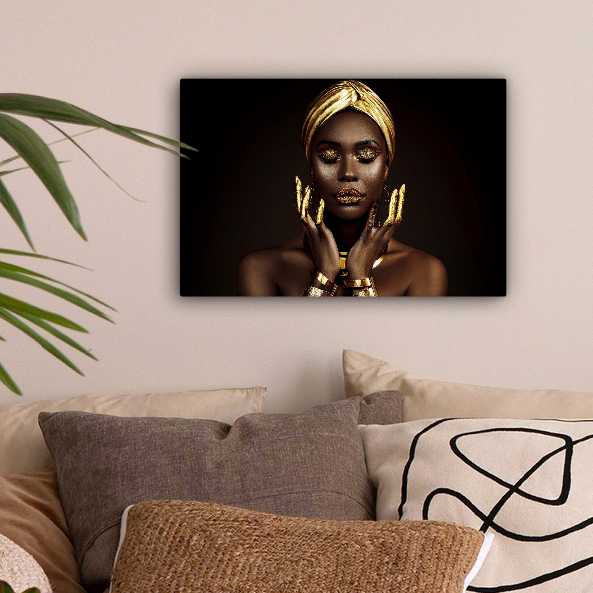 OneMillionCanvasses® Leinwandbild Frau - Abstrakt - Gold - Porträt, Fotodru günstig online kaufen