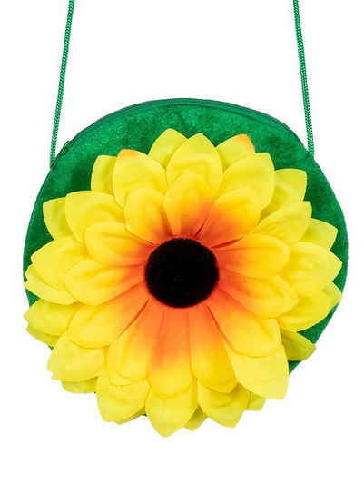 Boland Kostüm Sonnenblumen Handtasche, Grüne Umhängetasche mit großer, greller Sonnenblume