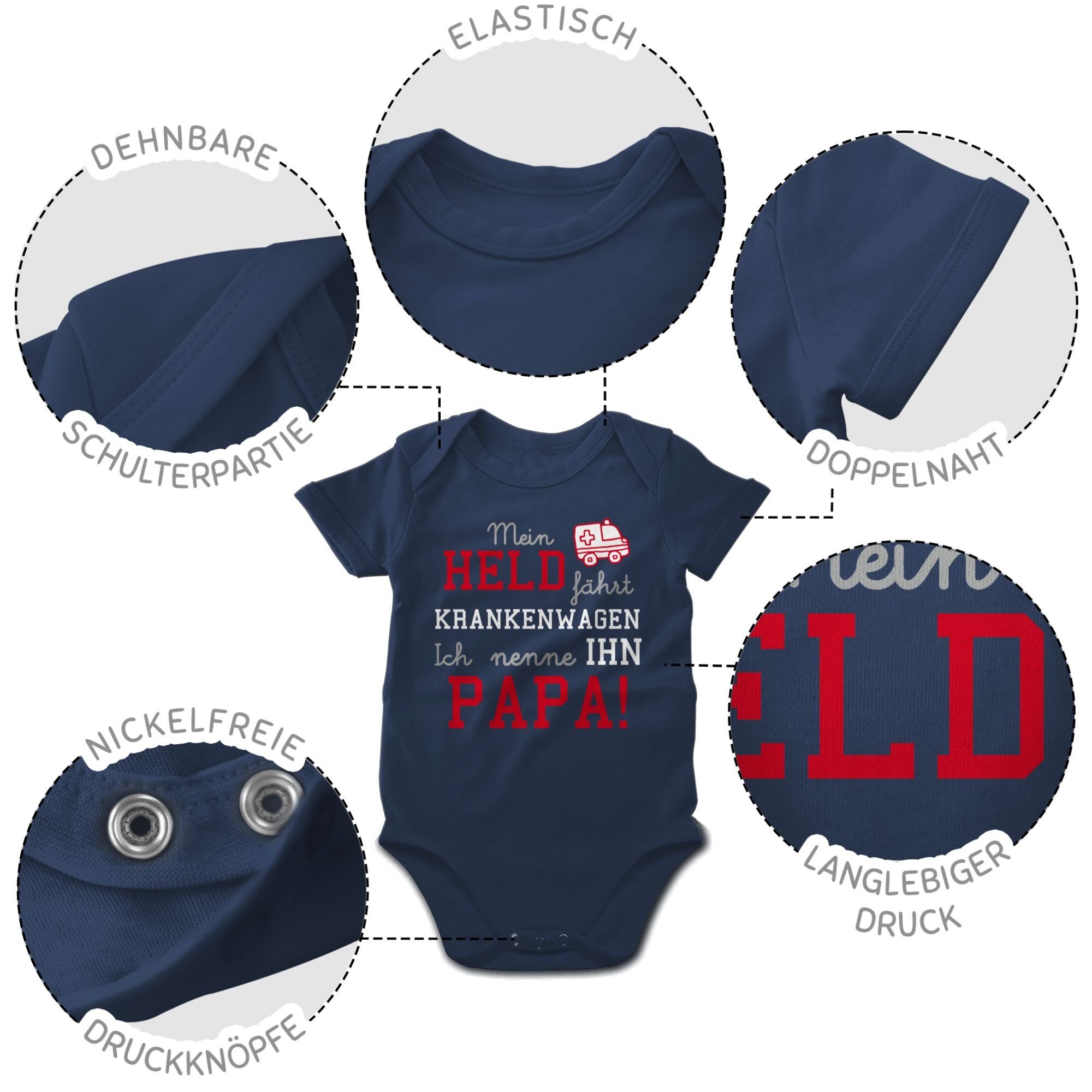 Mein Sprüche Baby 1 Navy Krankenwagen Held Shirtracer fährt Blau Shirtbody