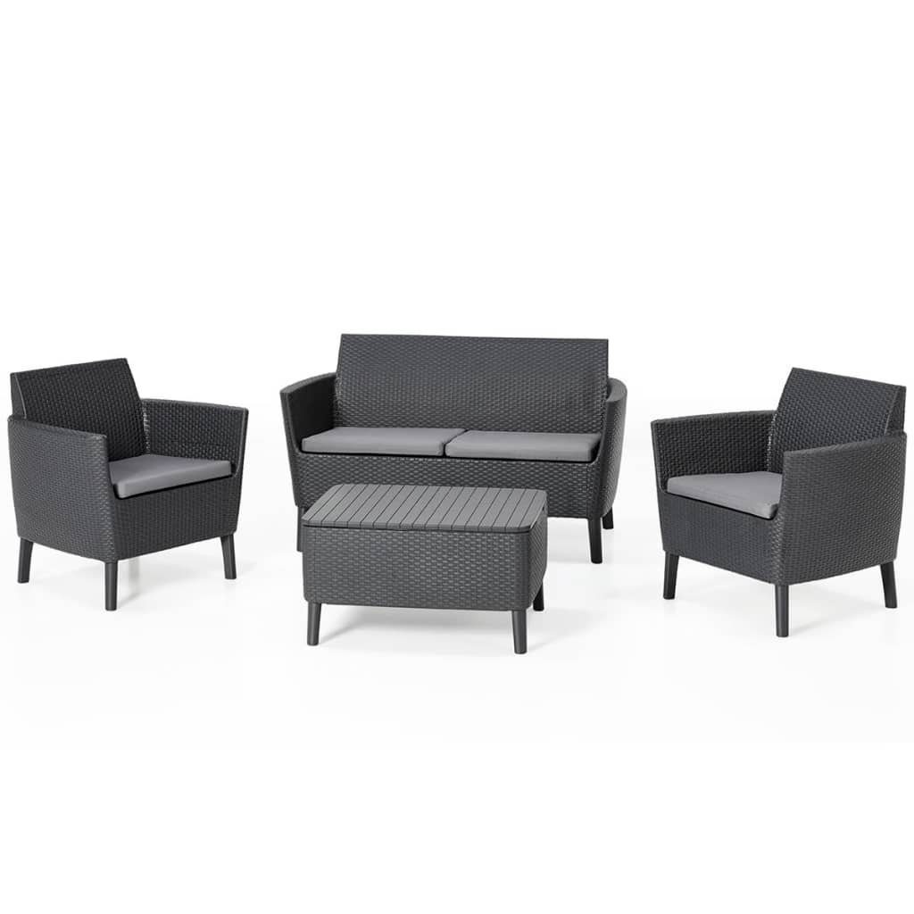 DOTMALL Keter Gartenlounge-Set 8-tlg. Garten-Sofagarnitur Salemo Graphitgrau 236629, (8-tlg)