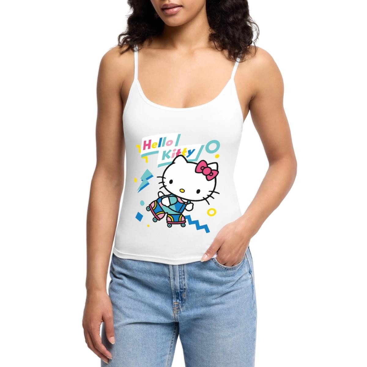 Spaghettitop Hello Kitty 90er Stil Mit Rollschuhen Frauen Premium Organic Top mit S