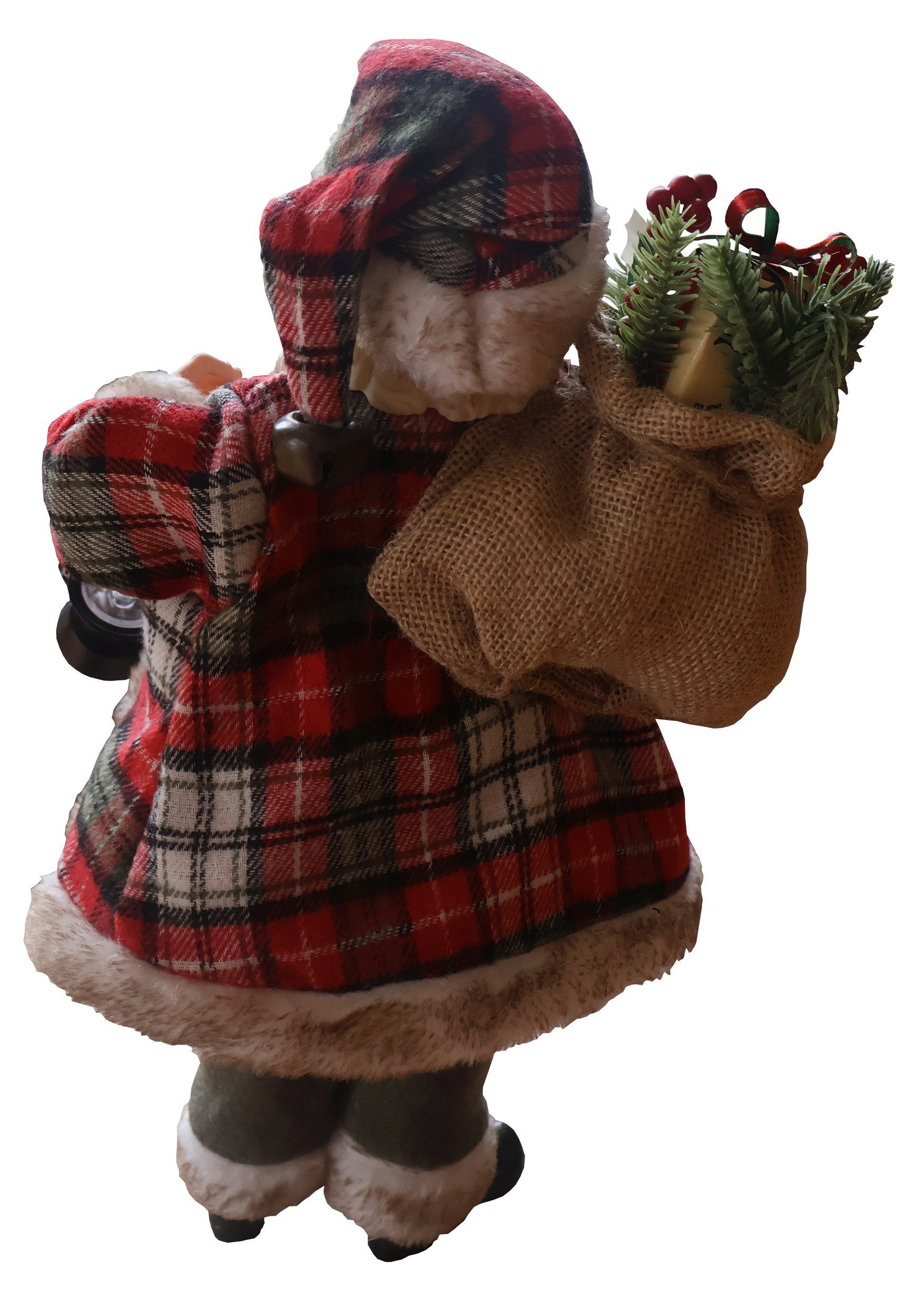 foolonli Weihnachtsmann Weihnachtsmann 38cm roter karierter Mantel Santa Clause Adventsdeko