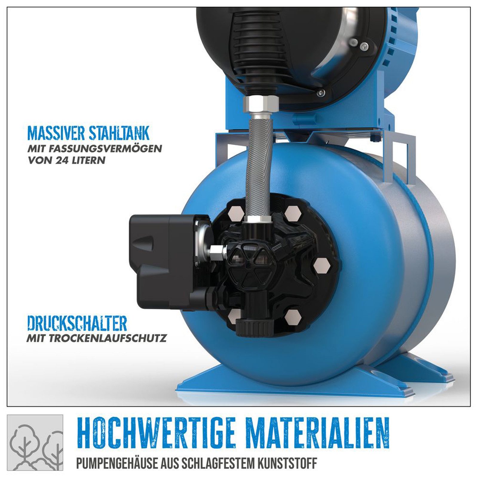 Güde Hauswasserwerk HWW 1100.1 VF 4600 l/h, Förderhöhe max. 46 m, Ansaughöhe max. 8m 93906 (Set)