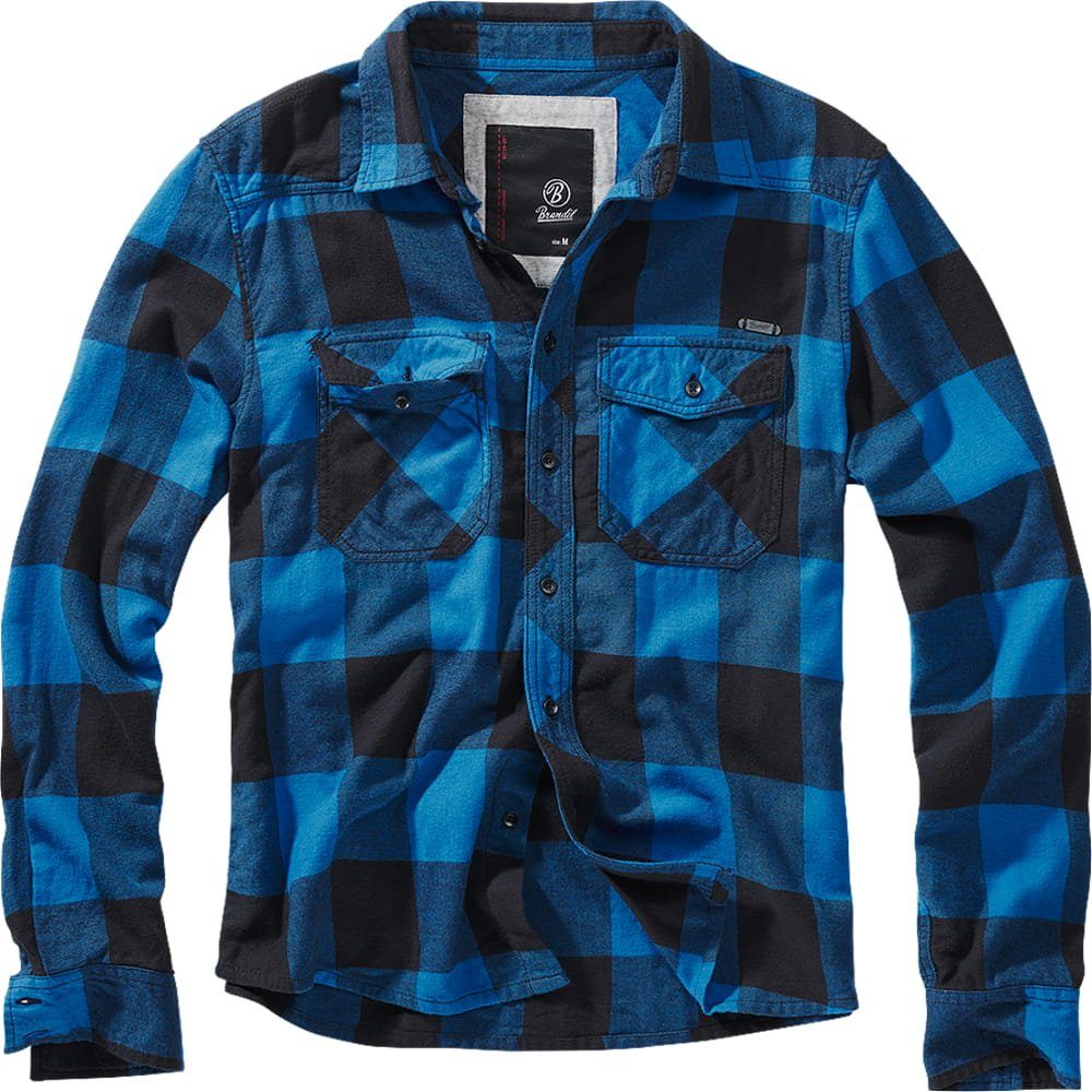 Brandit Outdoorhemd Brandit Check Shirt Herren Langarm Blau-Schwarz