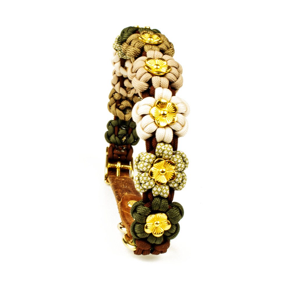 Tierluxe Hunde-Halsband Blumen, Paracord, Handgemacht