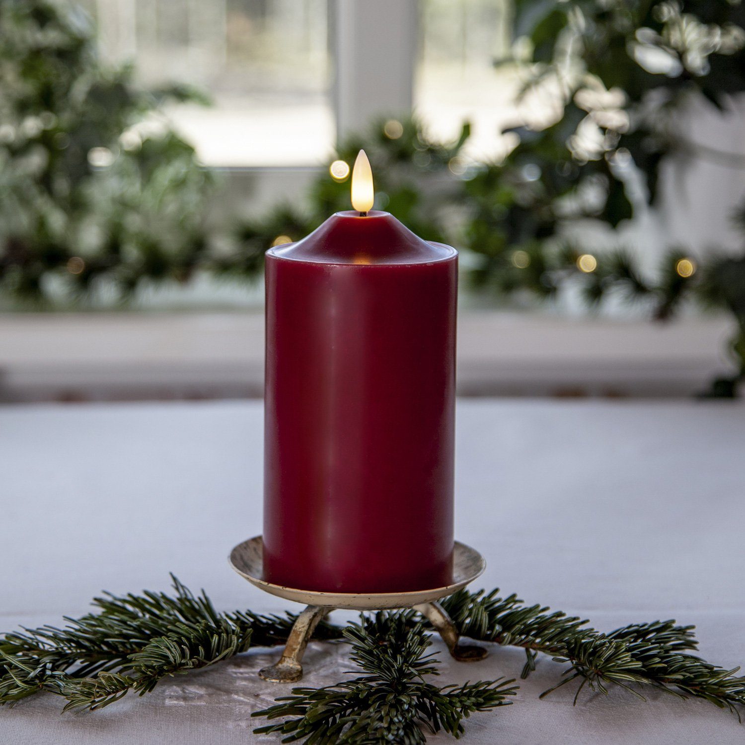 MARELIDA LED-Kerze Stumpenkerze Echtwachs 3D Flamme H: 17cm, D: 7,5cm Batte günstig online kaufen