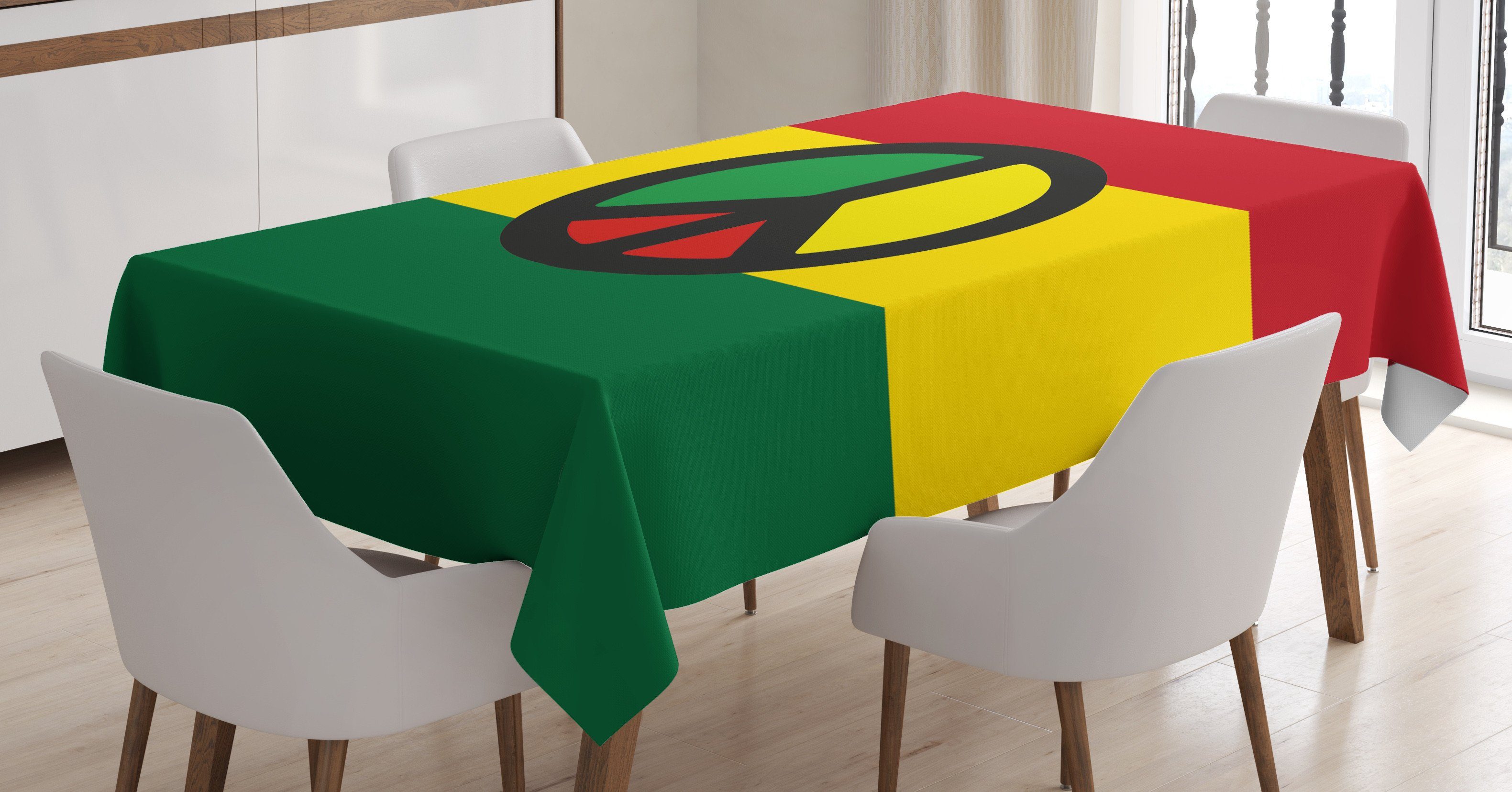 Abakuhaus Tischdecke Farbfest Waschbar Für den Außen Bereich geeignet Klare Farben, jamaikanisch Reggae Kultur Frieden